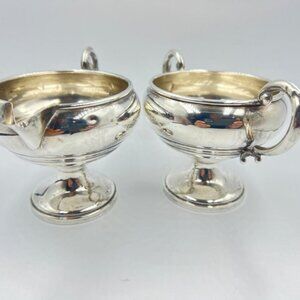 Antique Sterling Silver reinforced cement Sugar Bowl & Creamer Set